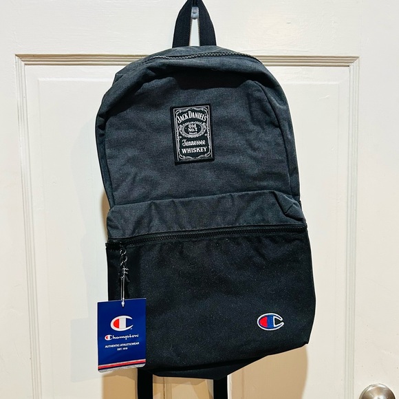 ⭐️ RARE NWT Champion x Jack Daniel's Laptop Backpack Black Gray Workgear